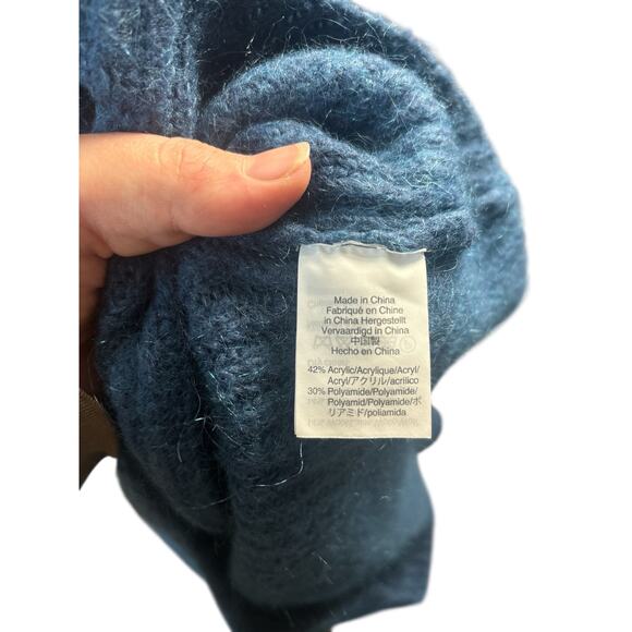 Point Sur Blue Fuzzy Cowl Neck Sweater XS Hi-Low Hem Cozy Sparkle J.Crew - Picture 6 of 6